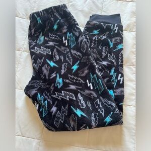 Black and Teal Lightning Print Pants
